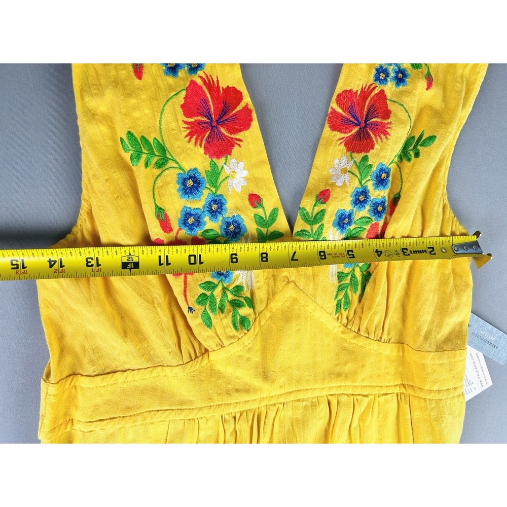 Anthropologie X Tracy Reese Women's 8P Floral Embroidered Gold Maxi Dress NEW - Picture 7 of 11